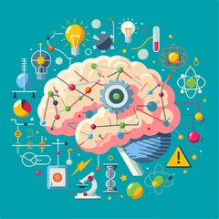 Obraz premium illustration of the brain with the contents of its imagination