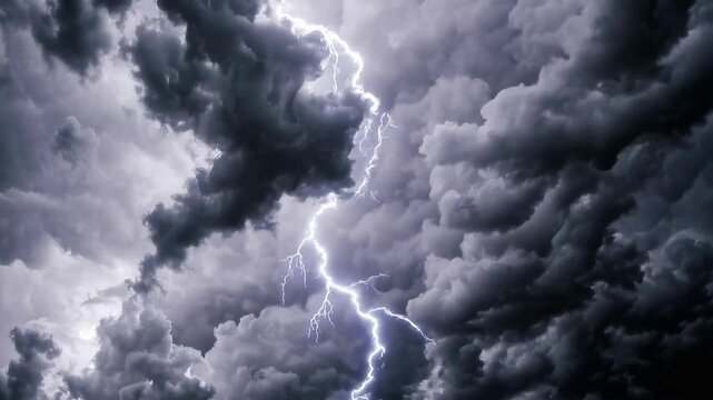 Animation of lightening and clouds over stormy sky