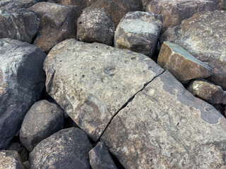Close-up of Large Rough Beach Rocks