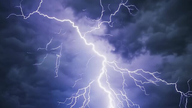 Animation of lightening and clouds over stormy sky