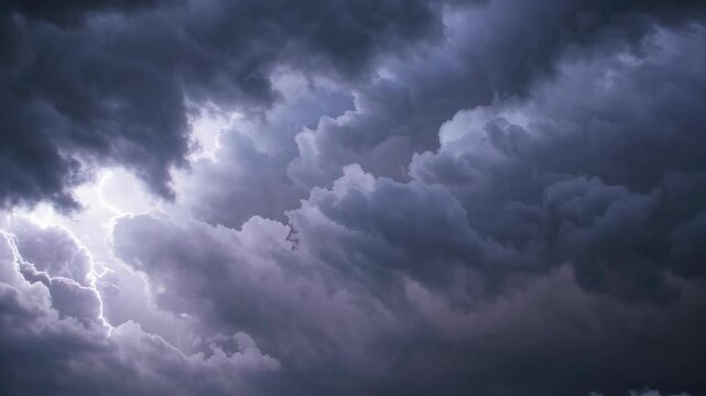 Animation of lightening and clouds over stormy sky