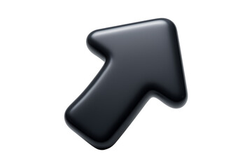 3D Rendered Black Directional Arrow Icon Isolated on a Transparent Background
