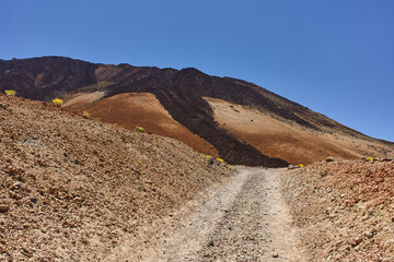 Trail approaching lava slope on Teide