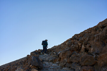 Man climbing to Teide summit