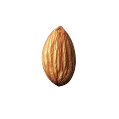 Raw Almond, cluster of raw almonds scattered on a light surface, isolated on transparent background
