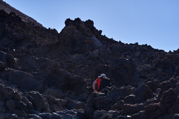 Man climbing to Teide summit