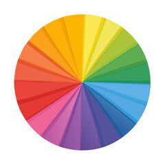 Obraz premium Circular spectrum color wheel with 3D effect in segments.