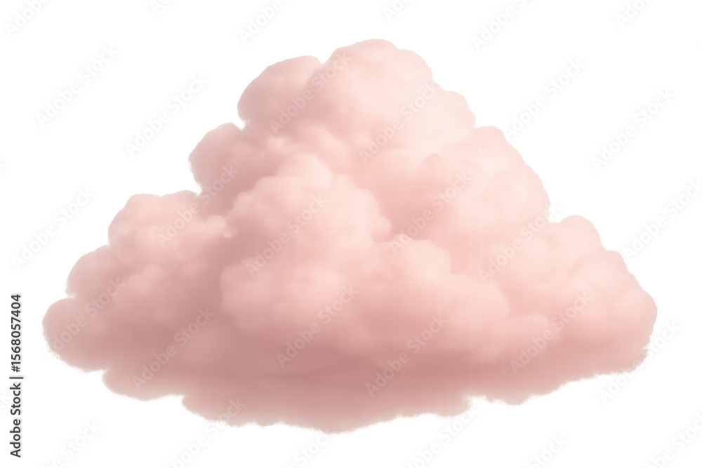 Poster soft pink cloud floating on a transparent background, perfect for adding a touch of whimsy to any pr