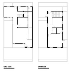 Black and White floor plan of a modern unfurnished house for your design. Suburban house vector blueprint. Architectural background.