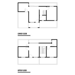 Black and White floor plan of a modern unfurnished house for your design. Suburban house vector blueprint. Architectural background.
