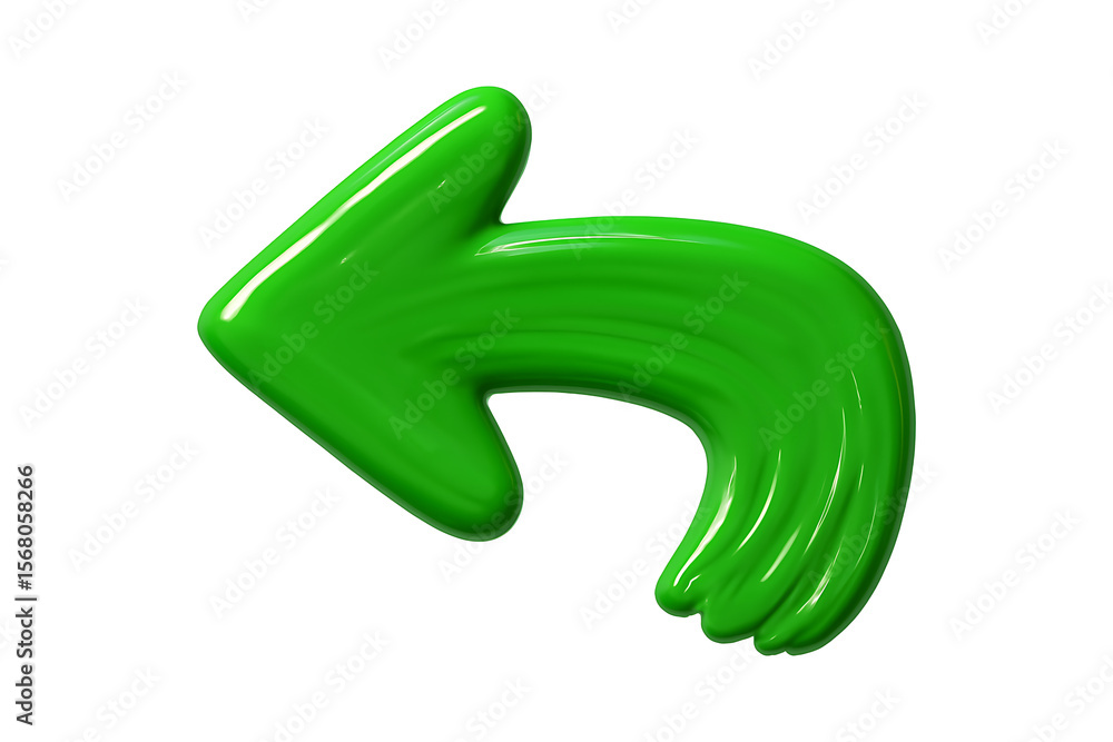 Poster glossy green undo or back arrow 3d illustration isolated on a transparent background