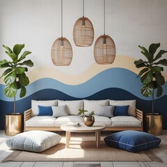 Living room with artworks on the wall
