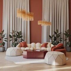Living room with artworks on the wall