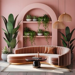 Living room with artworks on the wall