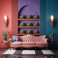 Living room with artworks on the wall