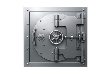 Industrial Vault Door with Locking Mechanism Isolated on a Transparent Background