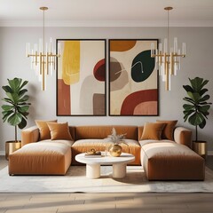 Living room with artworks on the wall