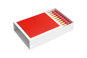 Minimalist 3D Matchbox with Red Cover Isolated on a Transparent Background