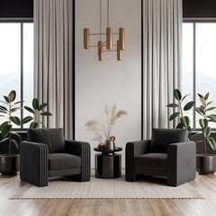 Living room with artworks on the wall