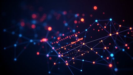 Futuristic data visualization with glowing nodes, illustrating advanced technology and connectivity.
