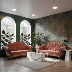 Living room with artworks on the wall