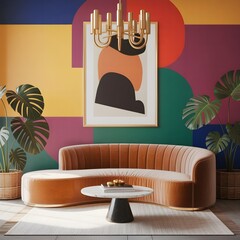 Living room with artworks on the wall