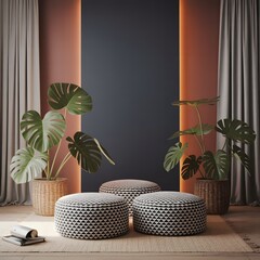 Living room with artworks on the wall