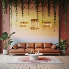 Living room with artworks on the wall