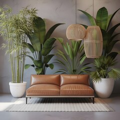 Living room with artworks on the wall