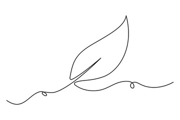 Continuous line drawing of a leaf in minimal single line vector style for nature and eco designs
