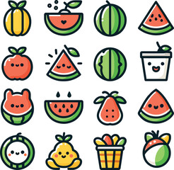 set of fruits watermelon