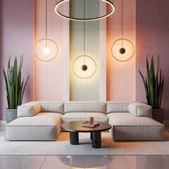 Living room with artworks on the wall