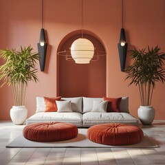 Living room with artworks on the wall