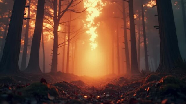 A hand emerges from the ground as sunburst breaks through fog. Tribal legends