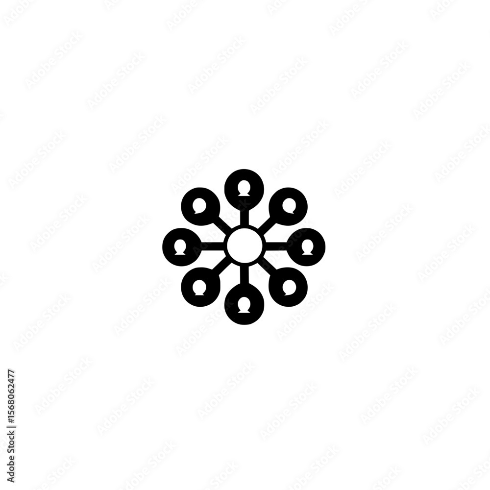 Poster vector icon of distributed network hub symbolizing connected nodes and decentralized system technolo