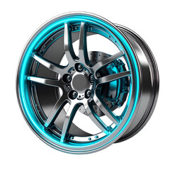 Obraz premium High quality turquoise blue rimmed car wheel illustration