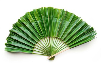 vibrant picture of native fan made from palm leaves on white background