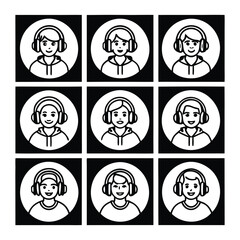 Podcast line icon set