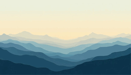 Fototapeta premium Abstract Blue Mountain Landscape with Soft Gradient Sky for Nature and Artistic Decor