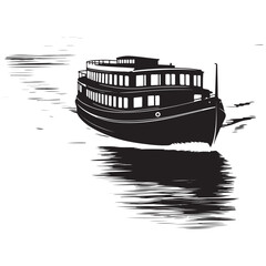 Ferryboat on the River in Silhouette