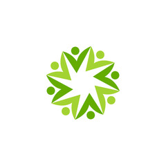 Abstract Leaf logo. human, community, leaf icon for hotel, yoga logo,