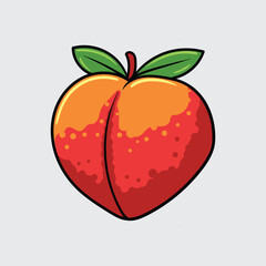 Peach fruit simple isolated cartoon illustration with a light background