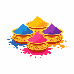 set of multicolored holy powder in a cup for the worship of the people