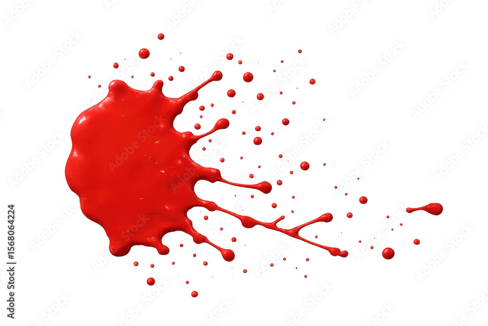 Poster dynamic splash of vibrant red paint creating an energetic and artistic splat on a transparent backgr