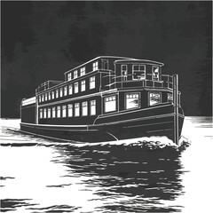 Vintage Ferry Boat on Water