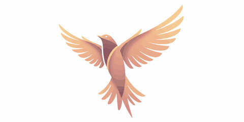 Obraz premium Elegant vector illustration of a bird in mid-flight with spread wings, featuring clean lines and soft gradients