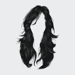 Hair Style Silhouette Vector Design. flat style of women hair style, black long hair style.  fashion beauty hairstyle. Woman's long flowing hair vector illustration.