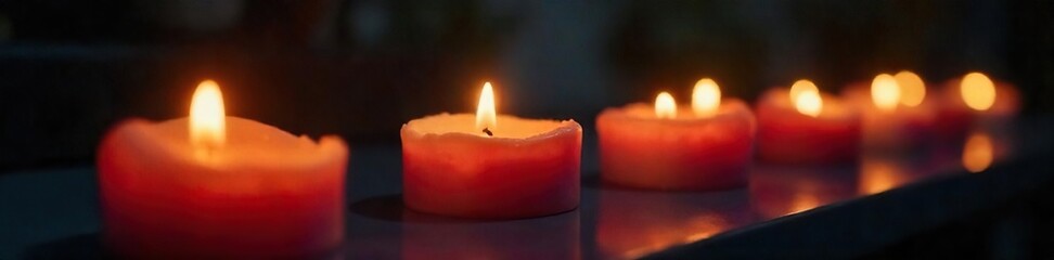 Serene Candlelight Glowing Vigil in the Darkness, Perfect for Remembrance and Reflection