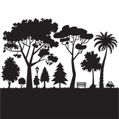 Silhouette of Trees in a Forest Landscape