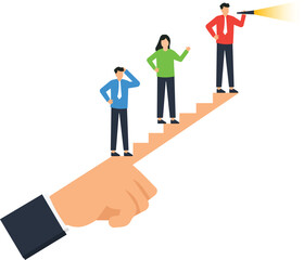 Business Team Climbing Success Ladder with Vision and Leadership Concept Illustration, Strategic Planning, Future Vision, Goal Achievement,business, team, success, leadership, vision,
